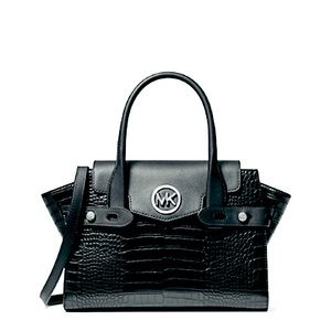Michael Kors Carmen Medium Crocodile Embossed Belted Satchel - NWT